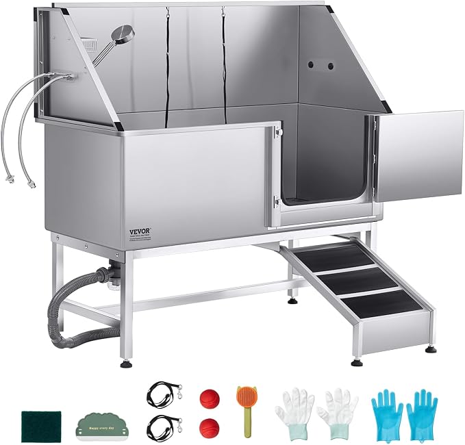 VEVOR Stainless Steel Dog Washing Station, Professional 62 inch Pet Grooming - Image 9