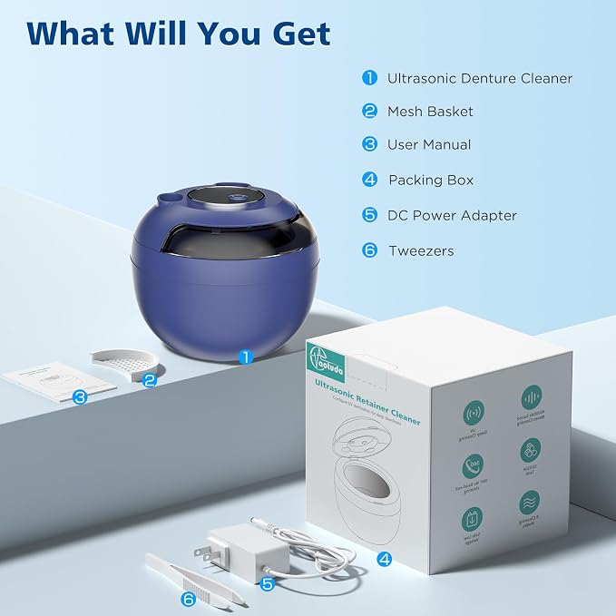 45kHz Ultrasonic Retainer Cleaner Machine, 200ML Denture Cleaner, 4 Modes - Image 8