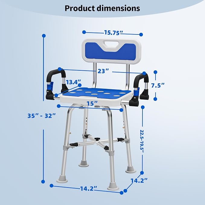 Shower Chair with Arms and Back - Image 8