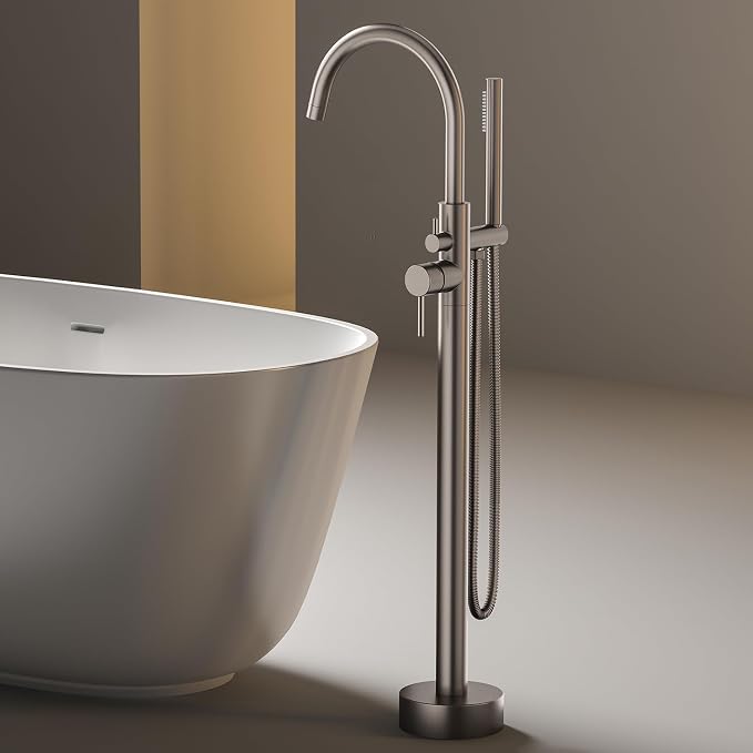 Freestanding Bathtub FaucetFloor Mount Bathtub Filler Shower Mixer Faucet - Image 8