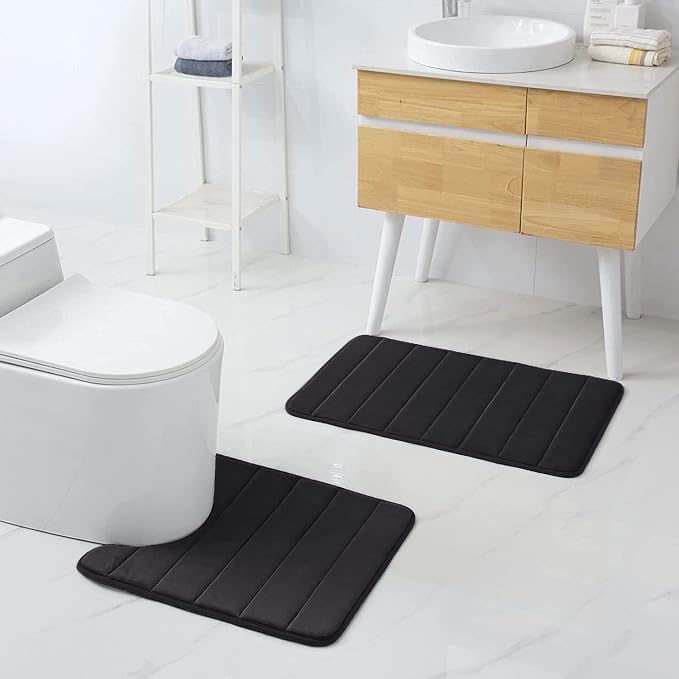 Buganda Memory Foam U-Shaped Contour Toilet Rugs, Non Slip Absorbent, Thick - Image 9