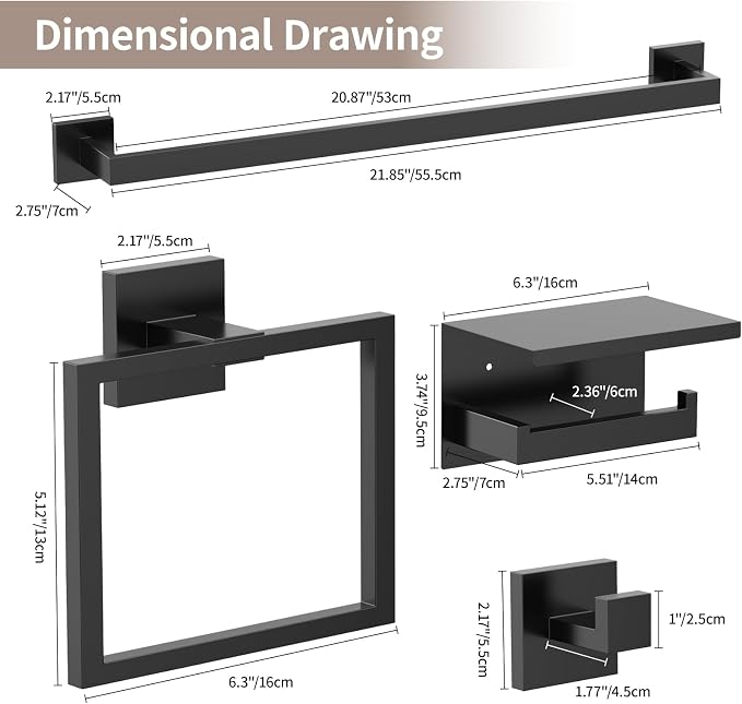 23.6 Inch SUS304 Stainless Steel Bathroom Hardware Set - Image 7