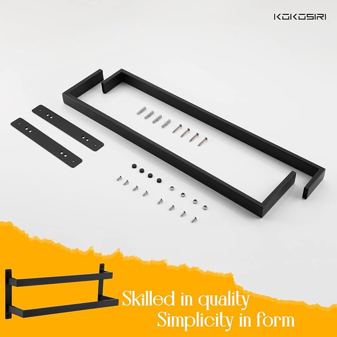 KOKOSIRI Towel Bars Black Bath Towel Holders 20 Inches Bathroom 2-Tiers Ladder - Image 9