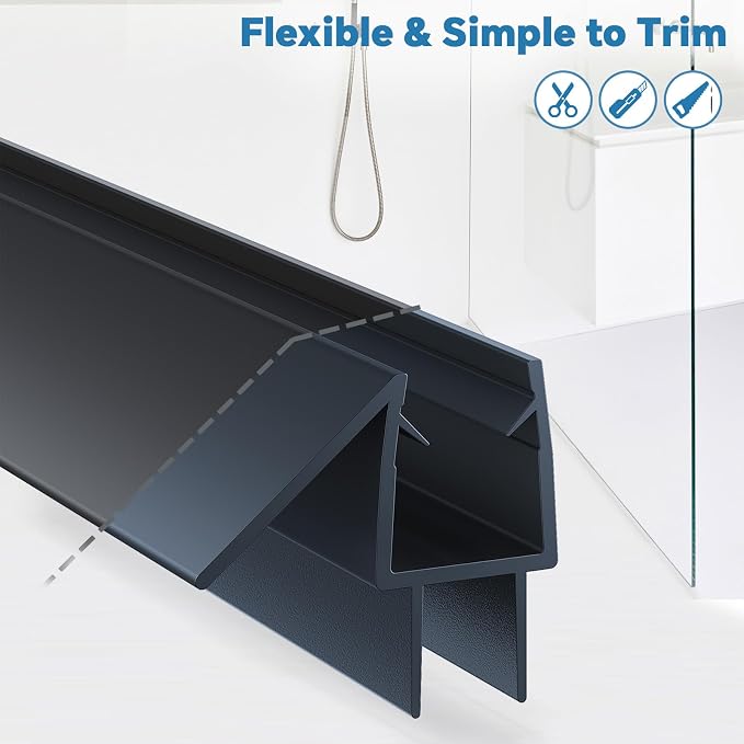 Shower Door Bottom Seal Strip, Fits 10mm Thick Glass, Prevents Leaks, Easy - Image 6