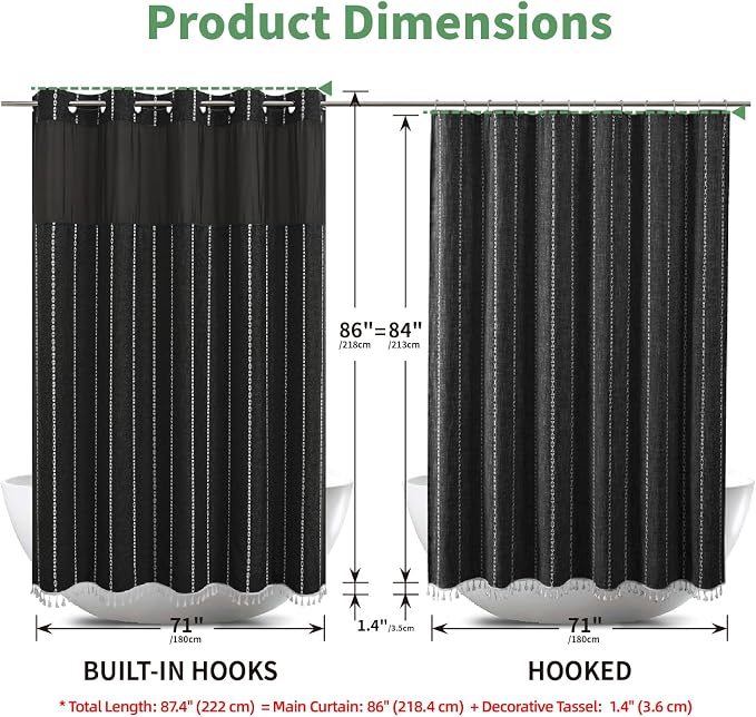 No Hook Extra Long Shower Curtain Set - Image 7