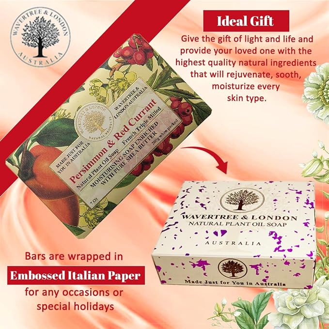 Wavertree & London Persimmon & Red Currant Scented Natural Soap Bars, 7 oz - Image 7