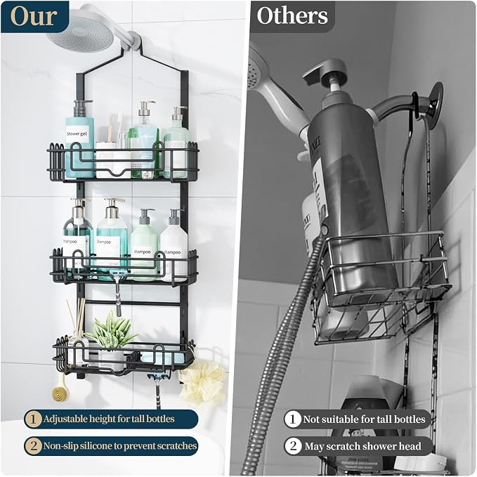 Consumest Shower Caddy Hanging – Rustproof Over Shower Head Hanger - Image 7