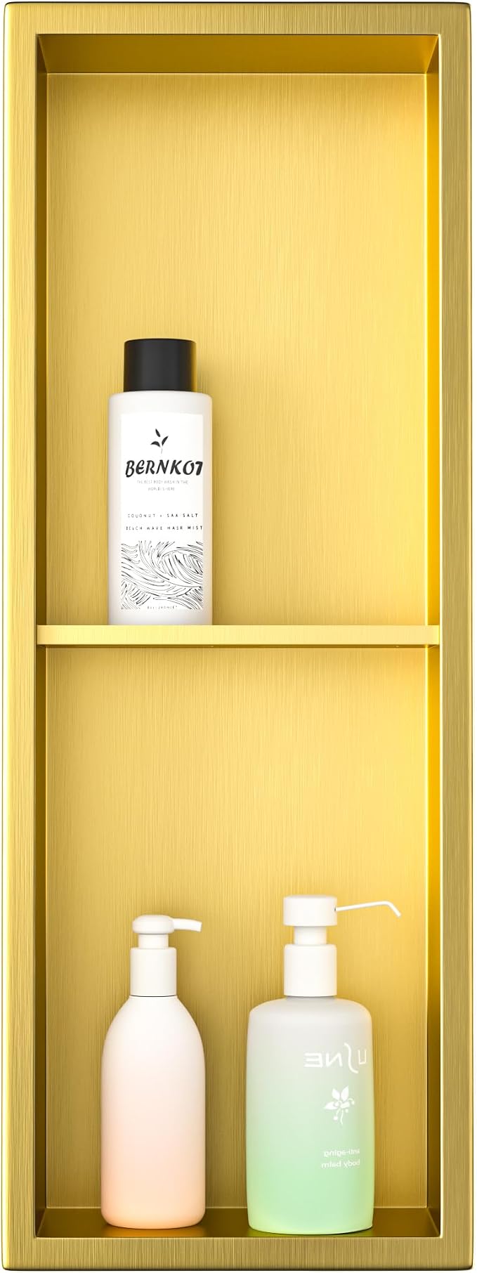 Stainless Steel Shower Niche 8"×24" Gold Double Shelf No Tiled Needed Niche - Image 6