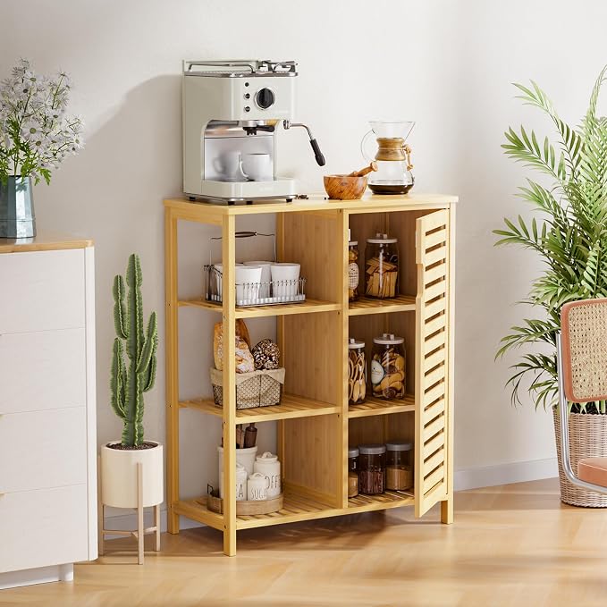 HITNET Bathroom Floor Cabinet, Bamboo Storage Cabinet - Image 8
