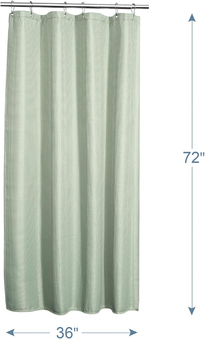 AmazerBath Waffle Stall Shower Curtain, Sage Green Shower Curtain Fabric - Image 7