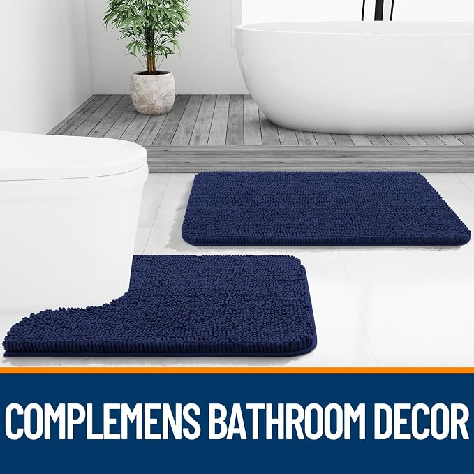 OLANLY Bathroom Rugs 36x24, Extra Soft Absorbent Chenille Bath Rugs, Rubber - Image 7