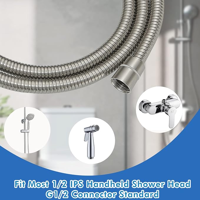 RUMOSE 98 inches Shower Hose Shower Head Extension Hose Extra Long Stainless - Image 9