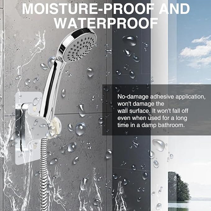4PCS Shower Head Holder Strong Adhesive Adjustable, Waterproof Shower Hand Held - Image 7