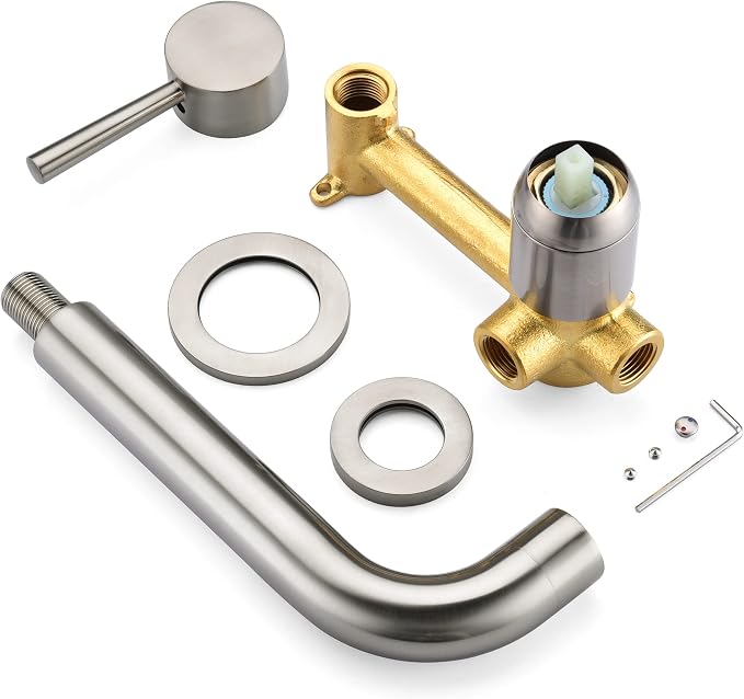 SUMERAIN Bathtub Faucet Brushed Nickel Wall Mount Tub Filler Single Left-Handed - Image 7