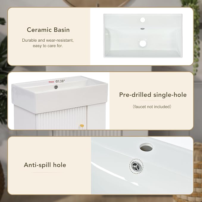Merax 20" Wall-Mount Bathroom Vanity - Image 9