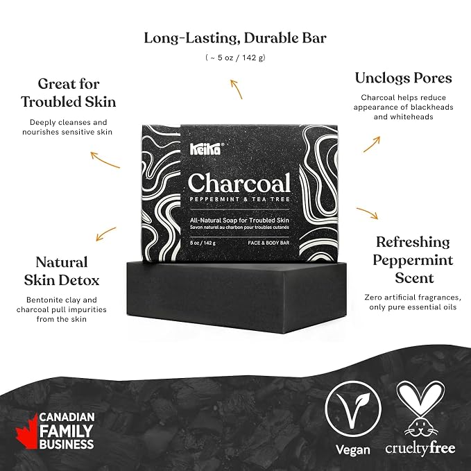 Keika Charcoal Black Soap Bar for Eczema, Men Women Teens - Image 9