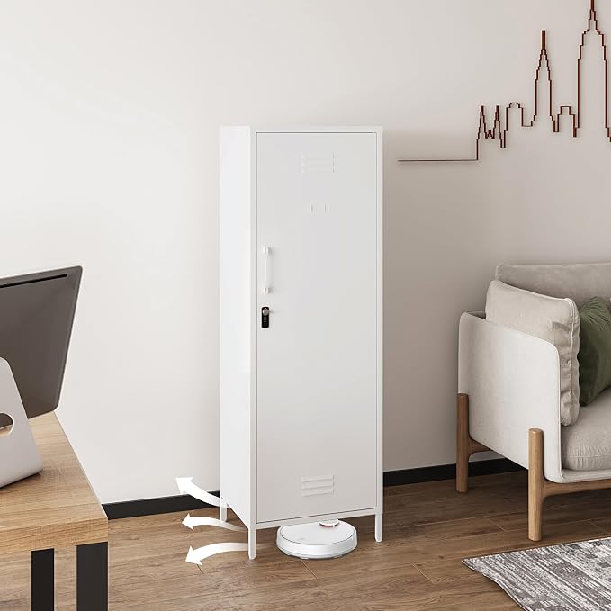 Locker Cabinet, 59.06" H White Metal Locker Storage Cabinet - Image 9