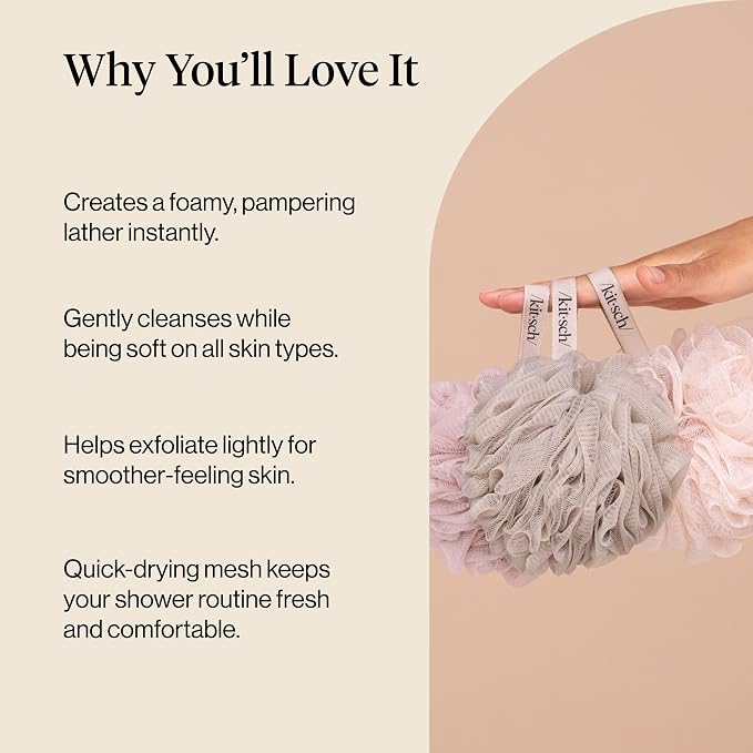 Kitsch Shower Loofah – Soft Mesh Body Scrubber & Bath Sponge - Image 8