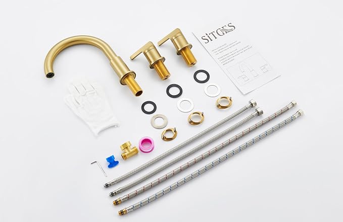 SITGES Brushed Gold High-Arc Bathtub Faucet, Solid Brass, 2-Handle Deck Mount - Image 6