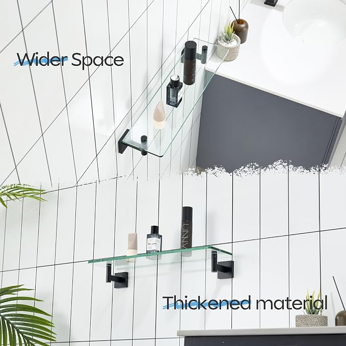 KOKOSIRI Bathroom Shelves Glass Floating Shelf 20-Inch - Image 7