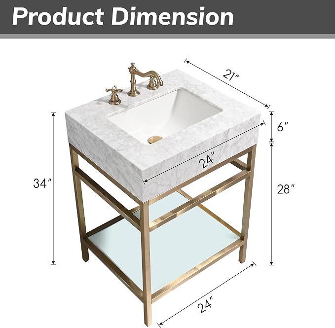 Gesipor Bathroom Carrara Marble Vanity - Image 7