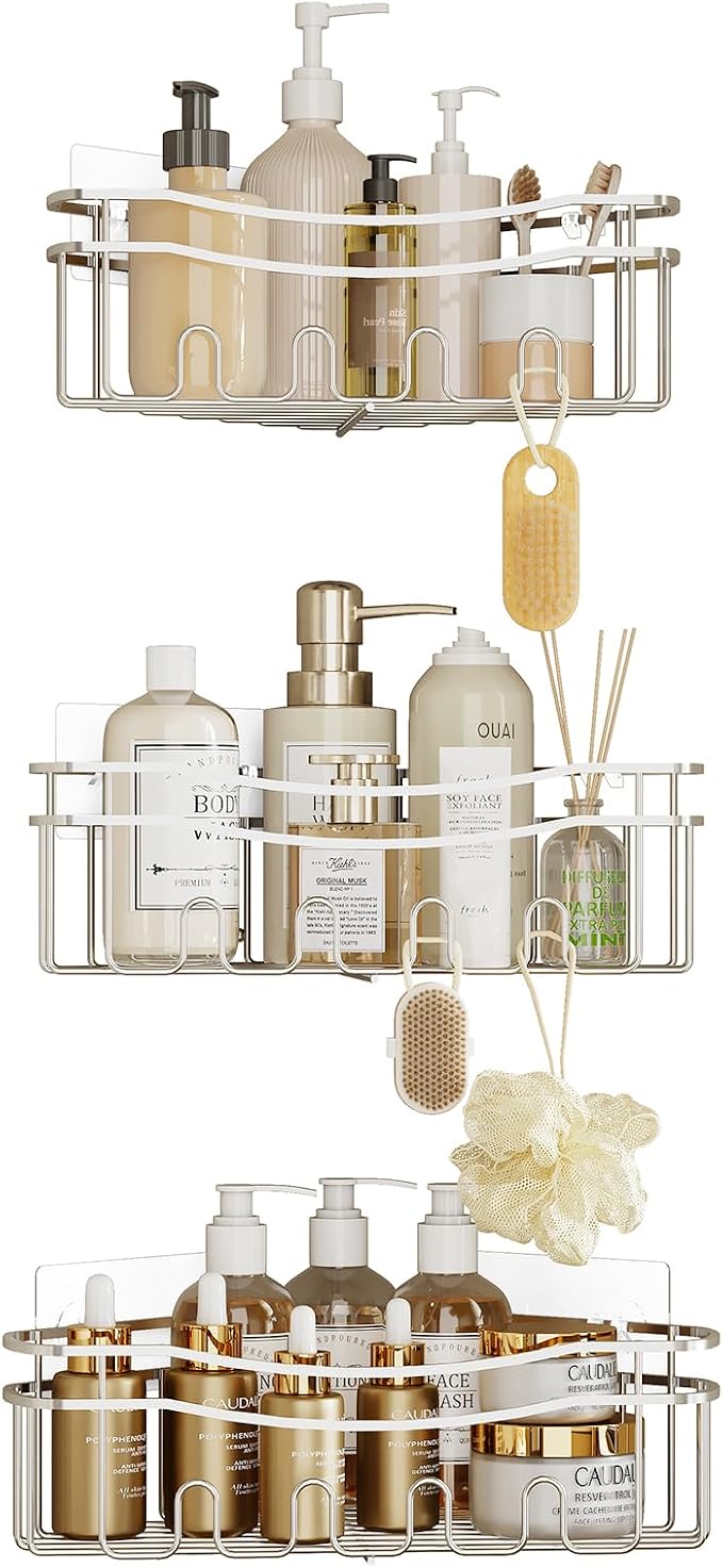 Chrome Shower Caddy Corner, Rustproof Bathroom Organizer Corner - Image 8