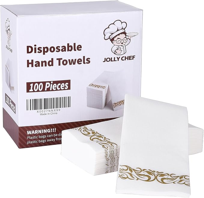 JOLLY CHEF 100 Disposable Hand Towels, Soft and Absorbent Linen Feel Dinner - Image 7