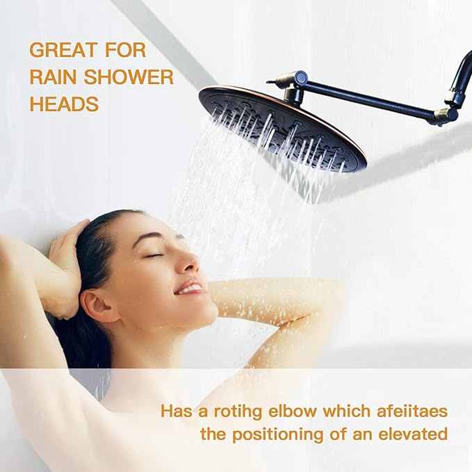 11 Inch Shower Head Extension Arm Matte Black.Solid Brass Adjustable Shower Arm - Image 5