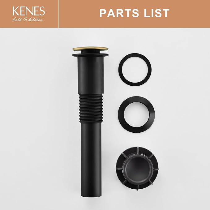 KENES Bathroom Vessel Sink Pop Up Drain Without Overflow Assembly, Lavatory - Image 9