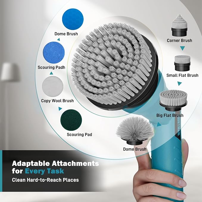 Alloyman 1200RPM Electric Spin Scrubber, 20V Replaceable Battery, Shower - Image 6