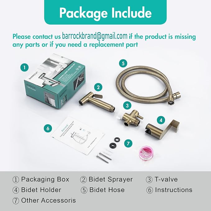 BARROCK Handheld Bidet Sprayer for Toilet, Stainless Steel Metal Made Baby - Image 9