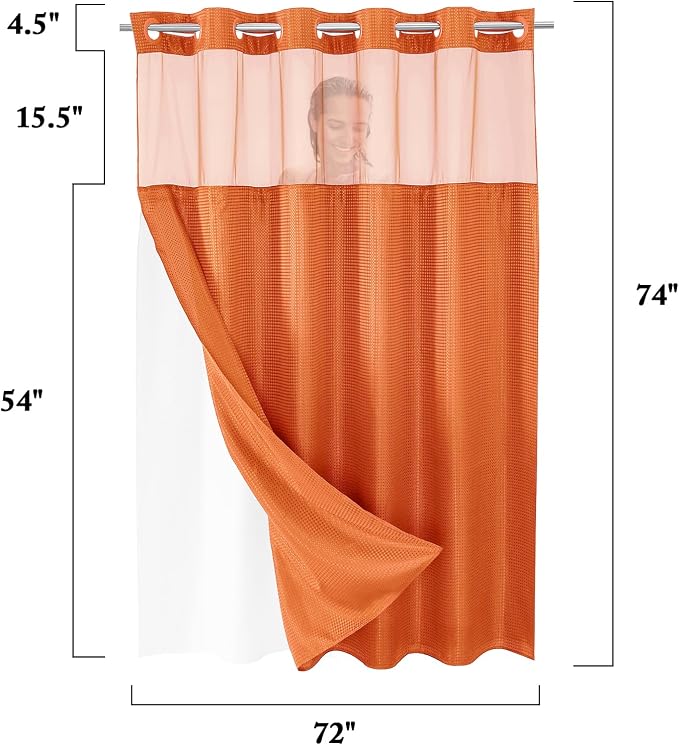 Gibelle No Hook Waffle Weave Shower Curtain - Image 7