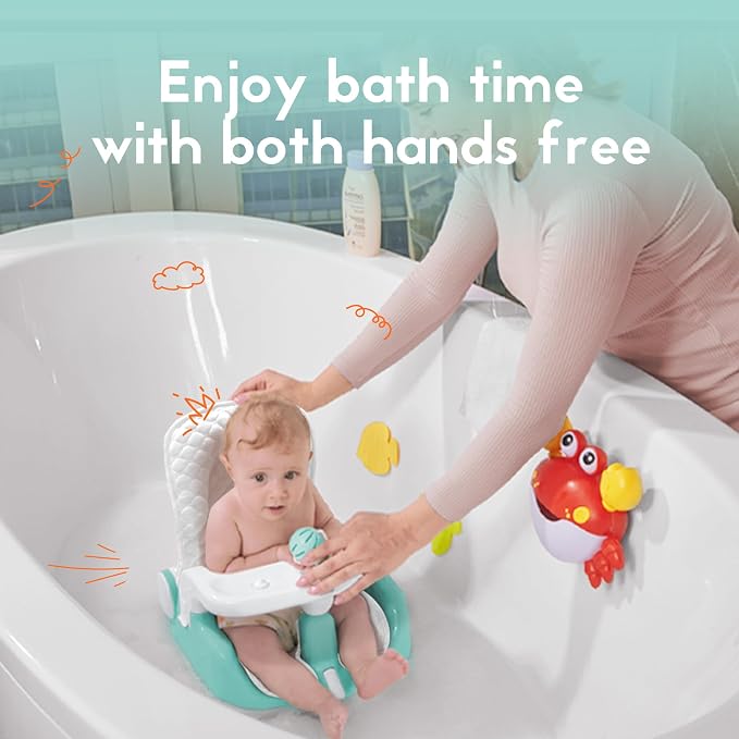 BabyBond Baby Bath Seat with Sitting & Lying 2 Modes, 3-Speed Adjustment - Image 8