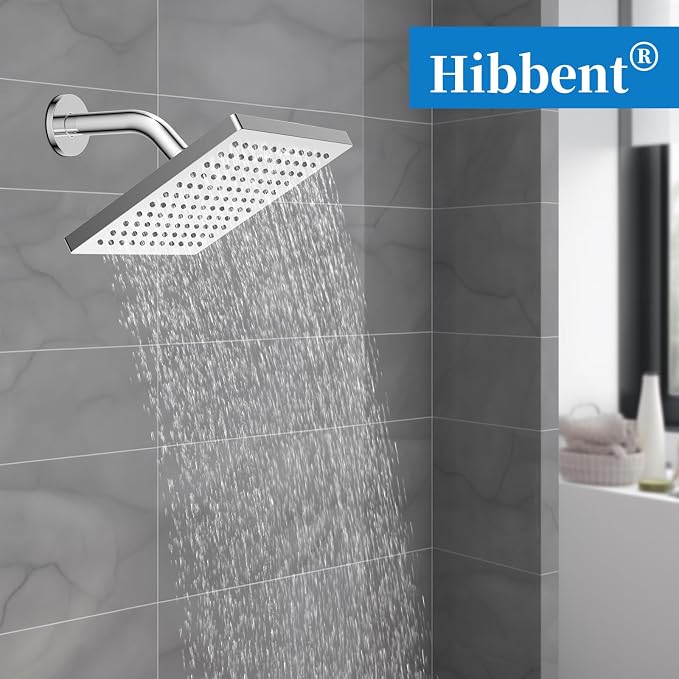 Hibbent Thickness Metal Rain Shower Head, 8 Inch High Pressure Rainfall Shower - Image 7