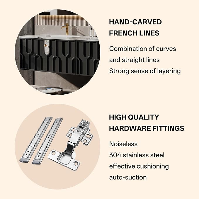 Double Sink Bathroom Vanity 100Inch, Modern Floating Vanity Set - Image 8