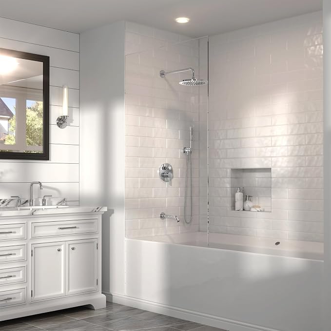Lava Odoro Modern 3-Setting Round Rain Bathtub and Shower Faucet Set, Chrome - Image 9