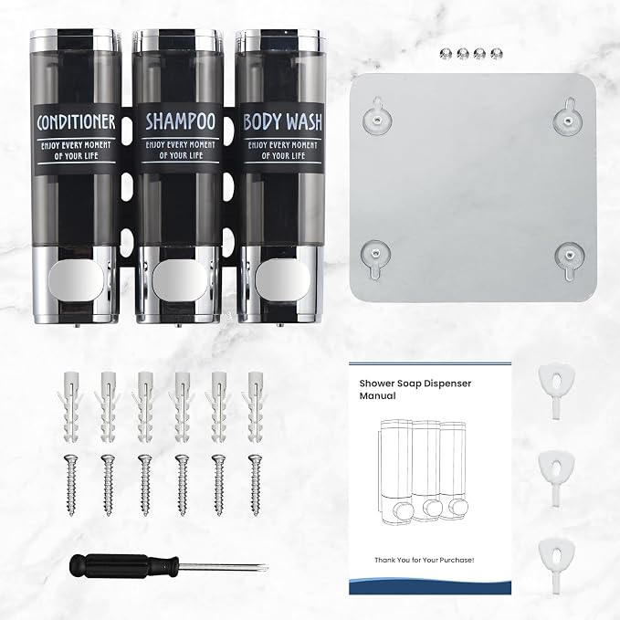 Shampoo and Conditioner Dispenser, GlintGath Shower Dispenser 3 Chamber No - Image 7