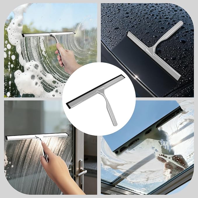 10-Inch Shower Squeegee with Hanger, All-Purpose Stainless Steel and TPR Rubber - Image 7