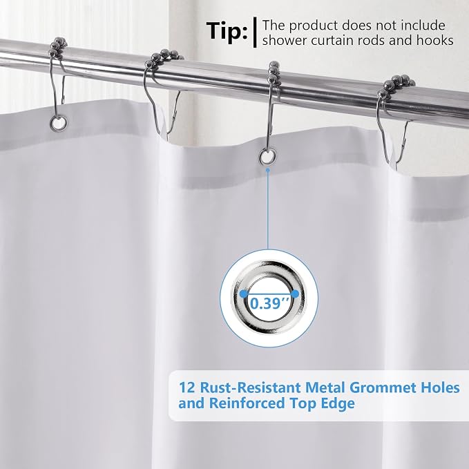 120GSM Ultimate Waterproof Fabric Shower Curtain Liner - Image 7