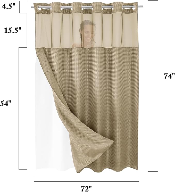 Gibelle No Hook Waffle Weave Shower Curtain - Image 7