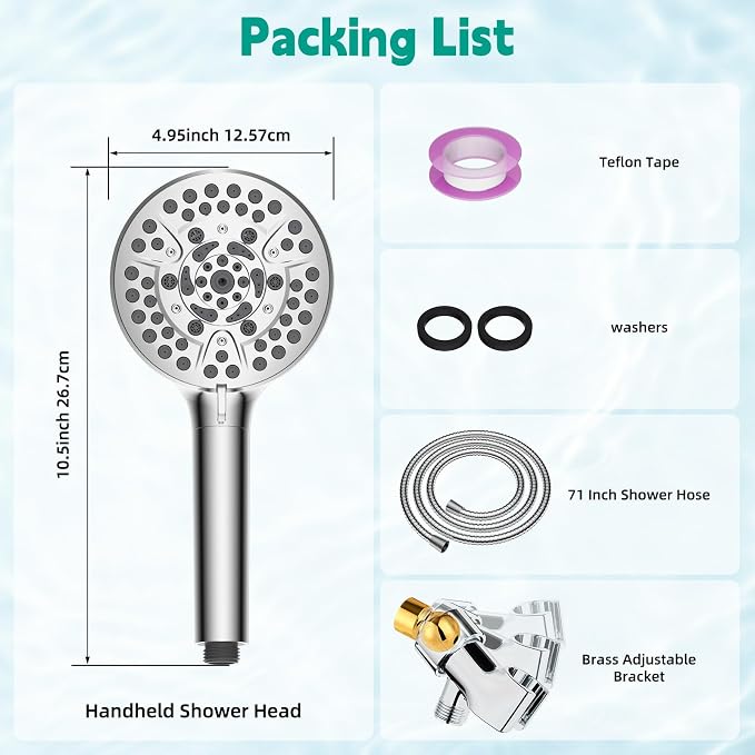 Hibbent cUPC Certified High Pressure 10-mode Shower Head, Handheld Showerhead - Image 9