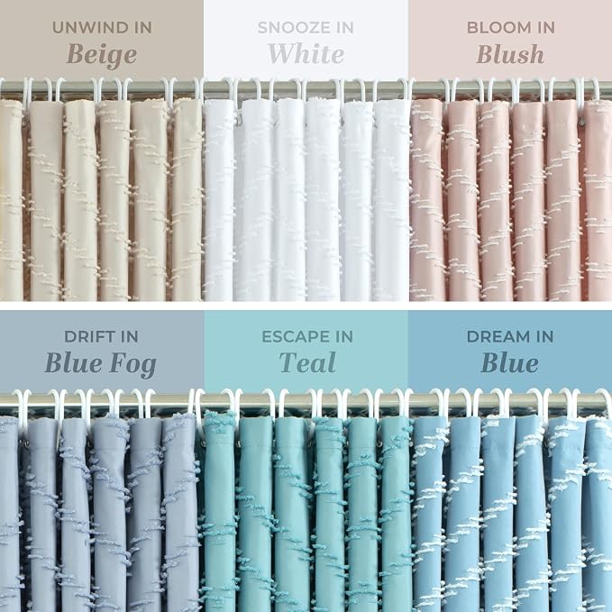 Teal Shower Curtain Boho Farmhouse Shower Curtain 72 x 72 Tufted Chevron - Image 9