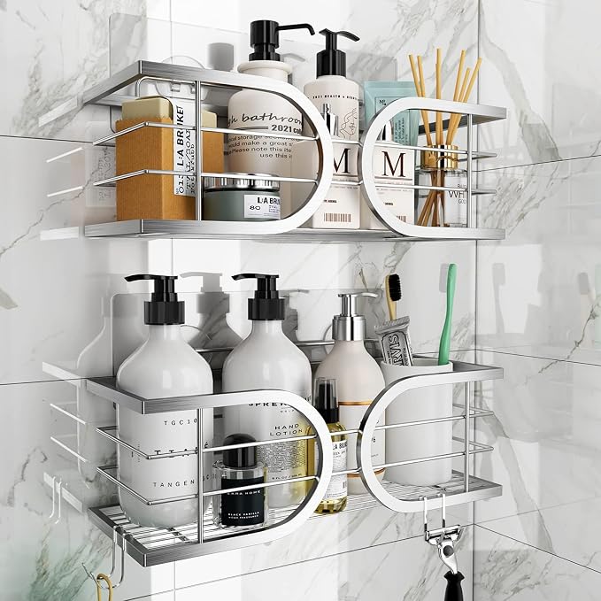 Shower Caddy No Drill Wall Mounted 304 Stainless Steel Durable Large Capacity - Image 7