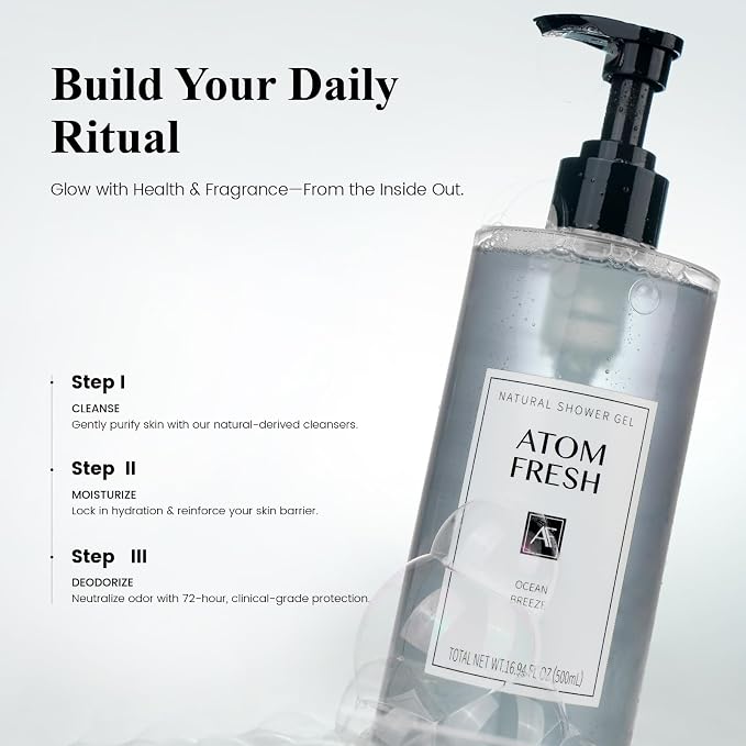 Atom Fresh Antioxidant-Rich Body Wash – Ocean Breeze | Softening Cleanse - Image 7