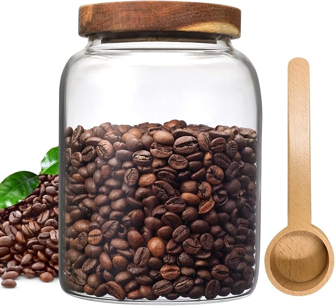 Glass Coffee Storage Jar with Lids Scoop Round Glass Coffee Ground Containers - Image 9