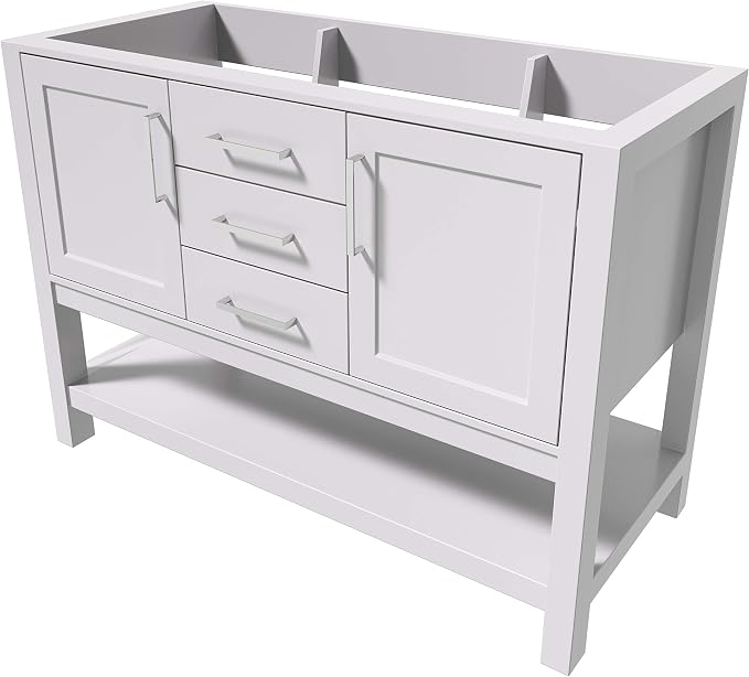 ARIEL 48" White Bathroom Vanity Base Cabinet, 2 Soft Closing Doors and 2 - Image 6