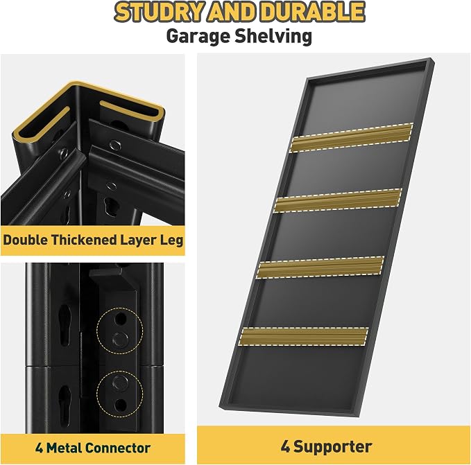 Raybee 40" W Garage Shelving Heavy Duty Storage Shelves 56.9" H Metal Shelving - Image 9