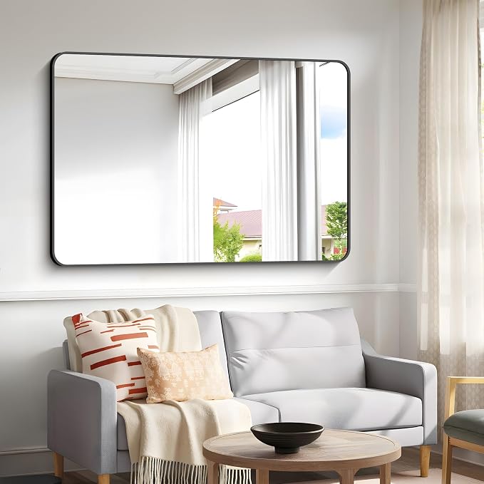 55x36 inch Bathroom Mirror, Wall Mounted Bathroom Frame Vanity Mirror - Image 8