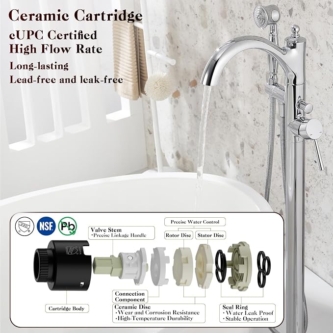 Free Standing Tub Faucet, Classic Freestanding Bathtub Faucet - Image 9