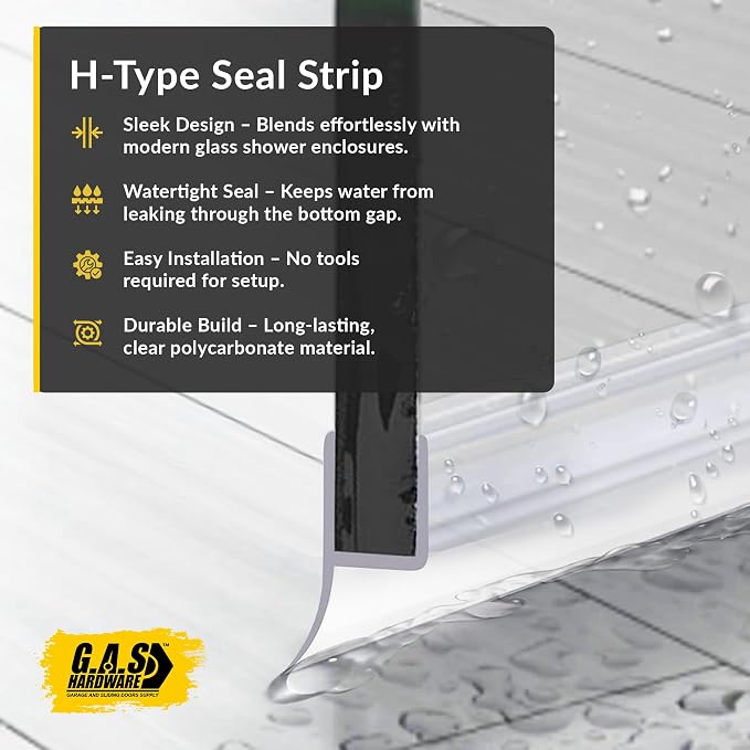 1/4" Frameless Shower Door Seal – H-Type 22.5" Ultra-Clear Bottom & Side Drip - Image 5